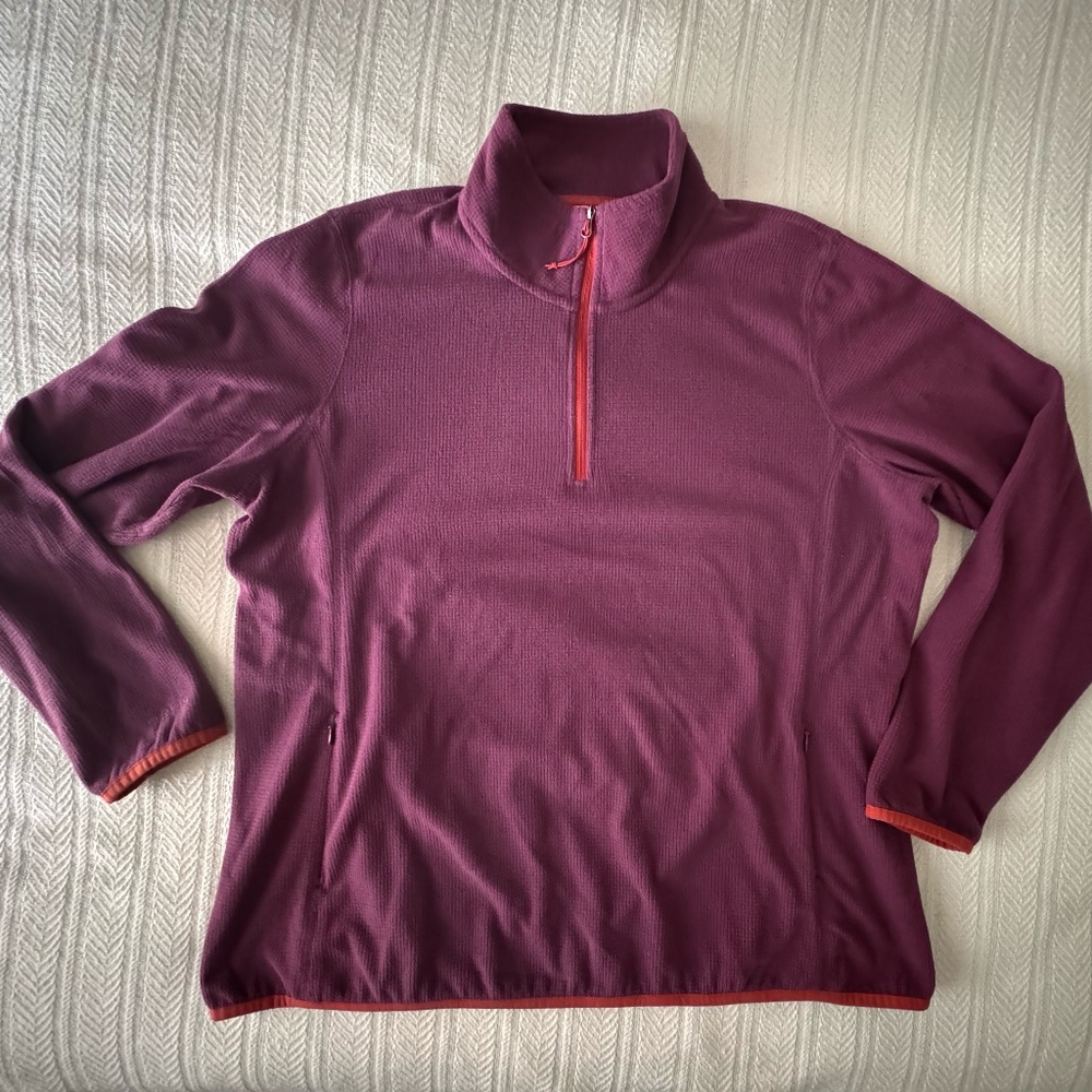 Women's Orvis Lightweight Grid Fleece Quarter-Zip, Maroon, XL